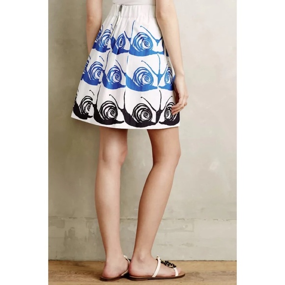 Anthropologie MAEVE Swirled Snail Skirt Pleated Pockets Whimsical Snails X-Small - Picture 8 of 16